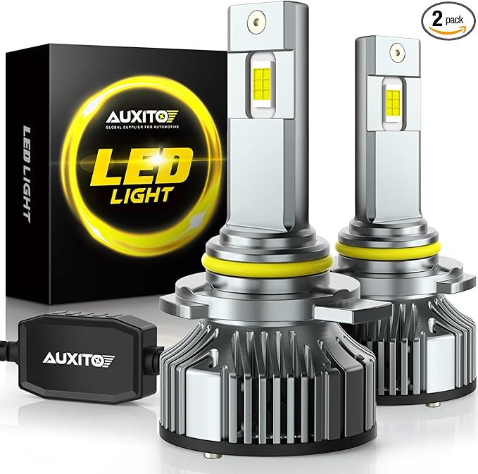 AUXITO 9012/HIR2 Bulbs, 30000LM Brightness 900％ Brighter, 6500K White, 1:1 Mini Size Non-Polarity, Plug and Play HIR2 Halogen Fog Lamp Replacement, Canbus Ready, Pack of 2