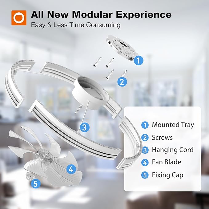 addlon Ceiling Fans with Lights and Remote, 24'' Low Profile Ceiling Fans, 3000-6000K Dimmable Modern Flush Mount LED Fan Light, Fandelier Ceiling Fan for Bedroom, Kitchen, Living Room, White
