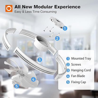 addlon Ceiling Fans with Lights and Remote, 24'' Low Profile Ceiling Fans, 3000-6000K Dimmable Modern Flush Mount LED Fan Light, Fandelier Ceiling Fan for Bedroom, Kitchen, Living Room, White