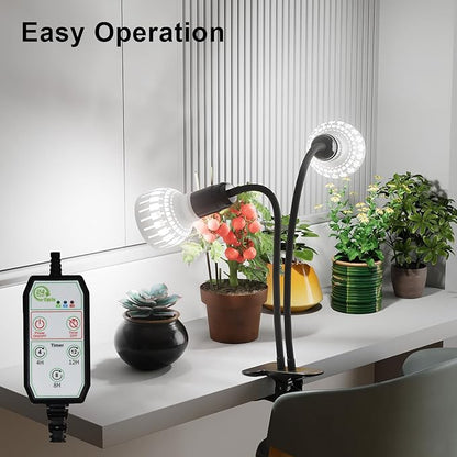 GooingTop Grow Light,24W (160Watts Equiv) 5000K White Full Spectrum LED Growing Lamp Clip on Desk for Indoor Plants,Bulbs Replaceable & Non-dimmable