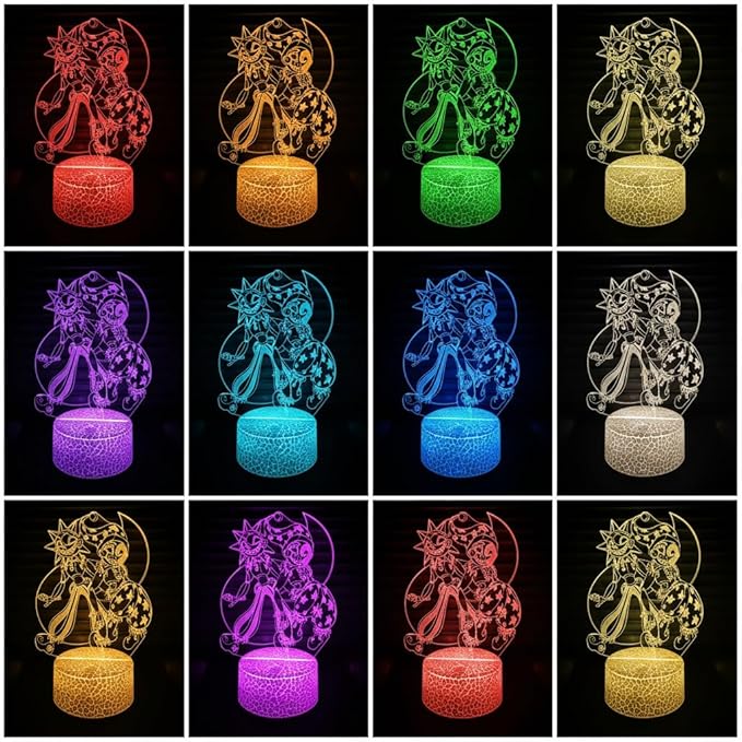 3D Illusion Night Light LED Lamp with Remote Control 16 Color Changing Visual Bedroom Decoration (Hug ms)