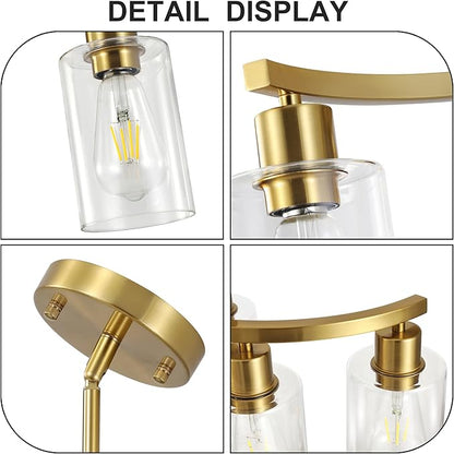 6 Light Gold Dining Room Light Fixture，Modern Farmhouse Kitchen Chandeliers Over Table，Adjustable Height Hanging Pendant Lighting for Kitchen Island ，with Glass Shade