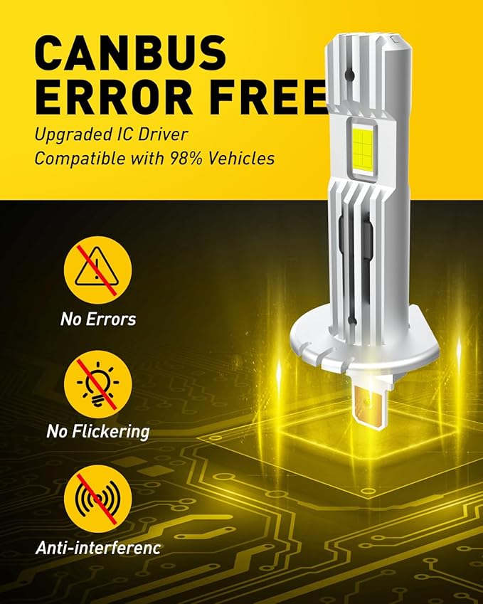 AUXITO H1 Bulb - 6X Brightness 6500K White, Plug & Play Installation, No Adapters Needed, 99% Vehicle Compatible, Enhanced Night Vision， Pack of 2