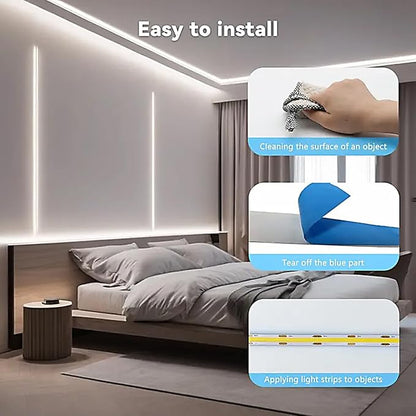 ZSLAIFU A 5V USB LED Light Strip, COB LED Strip Lights, White 5V LED Lights, Small LED Strip Light, TV Lights for TV Under Cabinet Kitchen Living Room Shelving or Displays (White, 3.28ft)