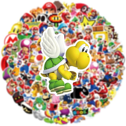 100pcs Cartoon Super Mario BROS. Stickers for Kids, Vinyl Waterproof Mario Decal for Water Bottle Laptop Toy Sticker for DIY Decorate Bumper Phone Hard Hat Kids Teens Gifts (Mar100)