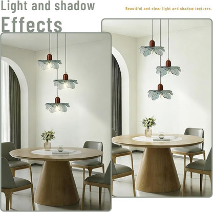3 Light Dark Green Glass Pendant Light Mid Century Modern Chandelier Adjustable Hanging Ceiling Light Fixture E26 Base for Kitchen Island Dining Room Bedroom Living Room Cafe Restaurant