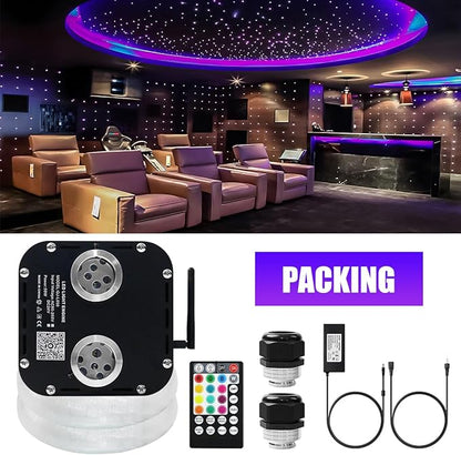 AZIMOM Updated Dual Color 50W Twinkle Fiber Optic Starlight Kits 2000pcs*0.03in*16.4ft Fiber Strands Sound Activated Bluetooth/APP Remote Control Theater Ceiling Home Shop Lobby Roof Decor