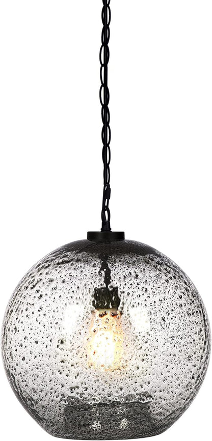 CASAMOTION Pendant Lighting Kitchen Island Entryway Hallway Foyer Clear Glass Black Marble Modern Farmhouse Ceiling Hanging Light fixtures Large Globe Black Chain Kit 13 inch H