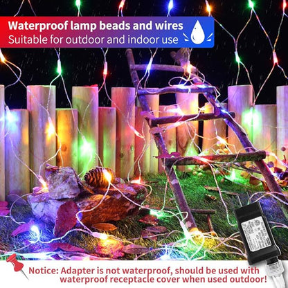 LYHOPE 12ft x 5ft 360 LED Christmas Net Lights, 8 Modes Low Voltage Mesh Christmas Decorative Lights for Xmas Trees, Bushes, Wedding, Garden, Outdoor, Indoor Decor (Multi-Color)