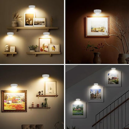 Arixinks 3Pcs Battery Picture Lights, Remote Painting Light for Art Disaplay,Magnetic Wall Picture Light Up/Down Light,Dimmable & Timer, 200LM 3 Lighting for Gallery Dartboard Frame Pictures