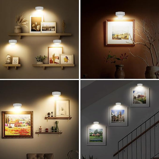 Arixinks 3Pcs Battery Picture Lights, Remote Painting Light for Art Disaplay,Magnetic Wall Picture Light Up/Down Light,Dimmable & Timer, 200LM 3 Lighting for Gallery Dartboard Frame Pictures
