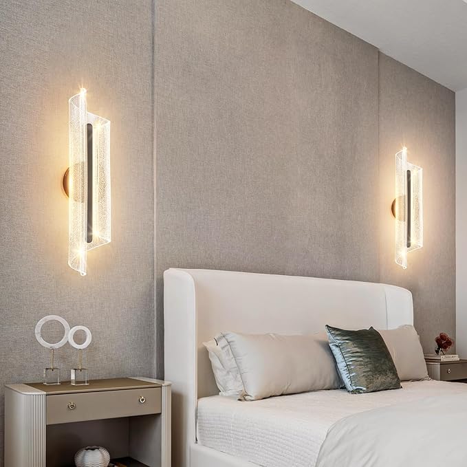 Black Wall Sconce Light Modern Wall Light Fixtures Dimmable LED Wall Lamp for Living Room Hallway Bathroom Bedroom 19.7In