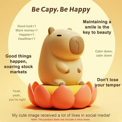 YR YRHH-PET Capybara Cute Night Light, Squishy Capybara Lamp Fun Gift, Rechargeable Dimmable Silicone Touch Nightlight For Kid, College White Elephant Gifts, Capibara Stuff Toy, Baby Nursery LED Décor