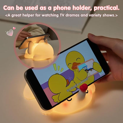 YR YRHH-PET Sweet Heart Elephant Night Light, LED Squishy Novelty Animal Cute Lamp, Food Grade Silicone Nightlight, Dimmable Light Up Elephant Decor for Room College, Boys Girls White Elephant Gifts