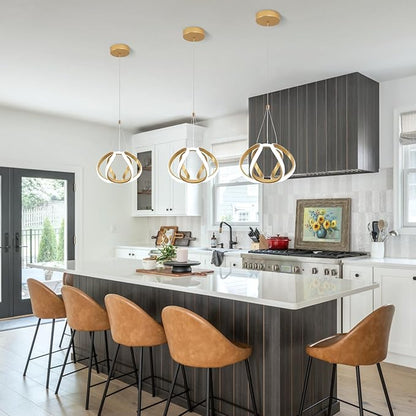 CANEOE Modern Led Pendant Light, 5500K Gold Led Pendant Lights Kitchen Island, Adjustable Height LED Hanging Light Fixtures for Dining Room Bedroom Kitchen Island Pendant Lighting,1 Pack