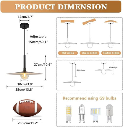 KCO Lighting Black Barn Pendant Light Large Dome Pendant Light Mid Century Modern Hanging Light Amber Glass Hanging Lamp Farmhouse Industrial Pendant Lighting