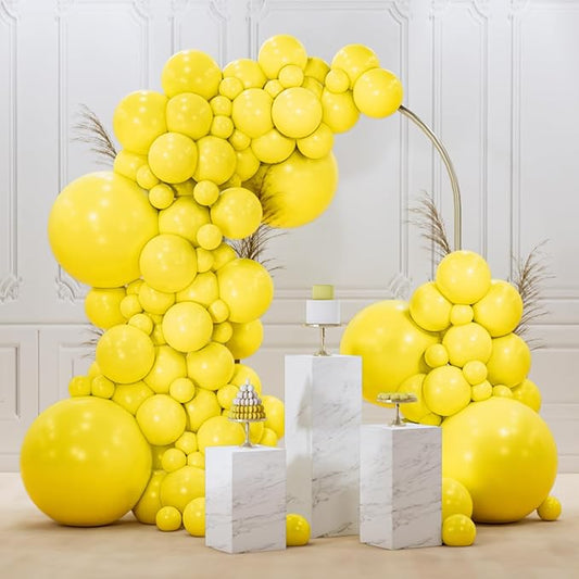 PartyWoo Yellow Balloons 145pcs Different Sizes of 18 12 10 5 Inch Matte Yellow Latex Balloon Arch Kit Garland for Easter Bee Baby Shower Sunflower Birthday Graduation Party Decorations Yellow-Y55