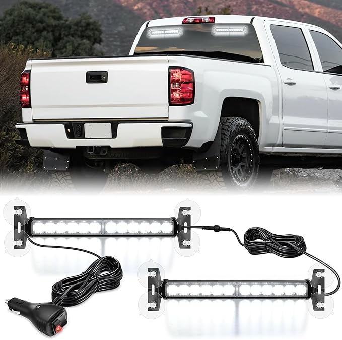 Nilight 24LED Emergency Strobe Traffic Advisor Light Bar 2 in 1 White Dash Warning Safety Flashing Lights Front/Rear Windshield Construction Lights for Trucks Cars Plow Police Firefighter Vehicles