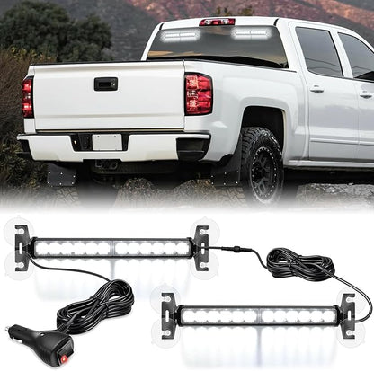 Nilight 24LED Emergency Strobe Traffic Advisor Light Bar 2 in 1 White Dash Warning Safety Flashing Lights Front/Rear Windshield Construction Lights for Trucks Cars Plow Police Firefighter Vehicles