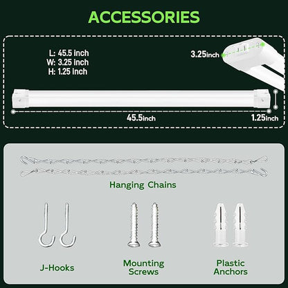 Hlite 4FT LED Shop Lights 5500LM - 3CCT Selectable 4000K/5000K/6500K, Adjustable Wattage 25W 34W 42W, Linkable Utility Light Fixture for Garage Ceiling Workshop,2 Pack