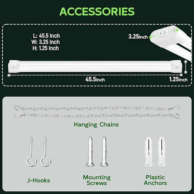 Hlite 4FT LED Shop Lights 5500LM - 3CCT Selectable 4000K/5000K/6500K, Adjustable Wattage 25W 34W 42W, Linkable Utility Light Fixture for Garage Ceiling Workshop,6 Pack