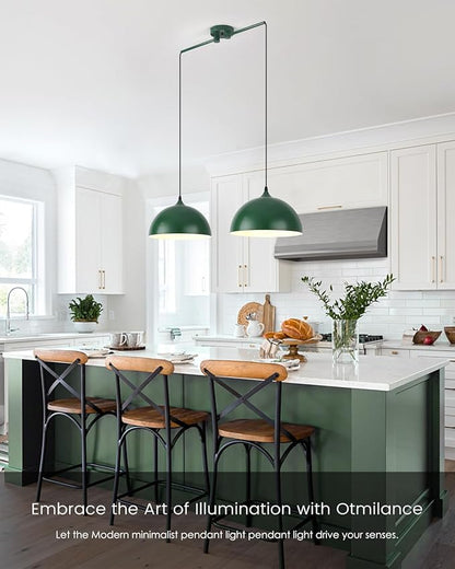 Pendant Lights Kitchen Island 2-Light, Green Dome Pendant Light, Modern Dining Room Light Fixture, Kitchen Island Lighting, Island Pendant Lights for Kitchen, Dining Room, Bar, Cafe