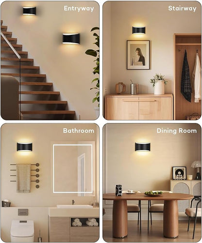 Lightess Sconces Wall Decor Set of 2, Modern LED Hardwired Wall Lights, 3000K Up and Down Wall Mount Lamp, Black Indoor Sconces Wall Lighting for Living Room Bedroom Hallway Corridor (Warm White)