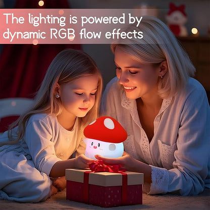 Mushroom Night Light Color Changing, 50Hrs Mushroom Lamp, Tap Control 2 Brightness & Timer, Rechargeable Squishy Night Lamp for Kids Adults, [Mothers Day Gifts]