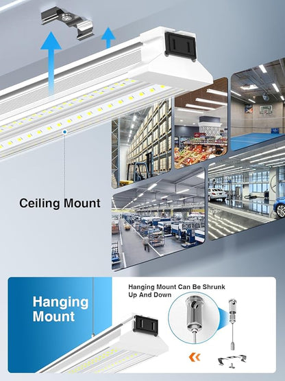 ELEKICO Super Bright 60W Led Shop Lights 4FT 2-Pack| Ceiling Or Hanging Mount| 5000K 9000lm Linkable 4' Led Ceiling Garage Lighting Light Fixtures for Garage Shop Workshop Barn Lighting