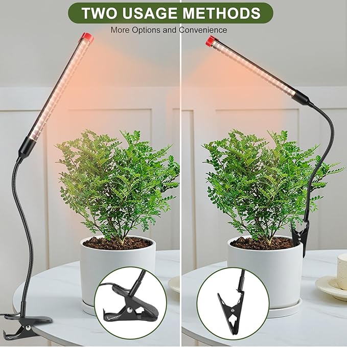 Game Changer! FECiDA 2026 4Pack 9 Watt Power Draw, NO Need Adapter, Clip Grow Lights for Small Indoor Plants, Bonsai, 4/8/12/16/20H Timer, Enough Bright Like Sun for Your Plants