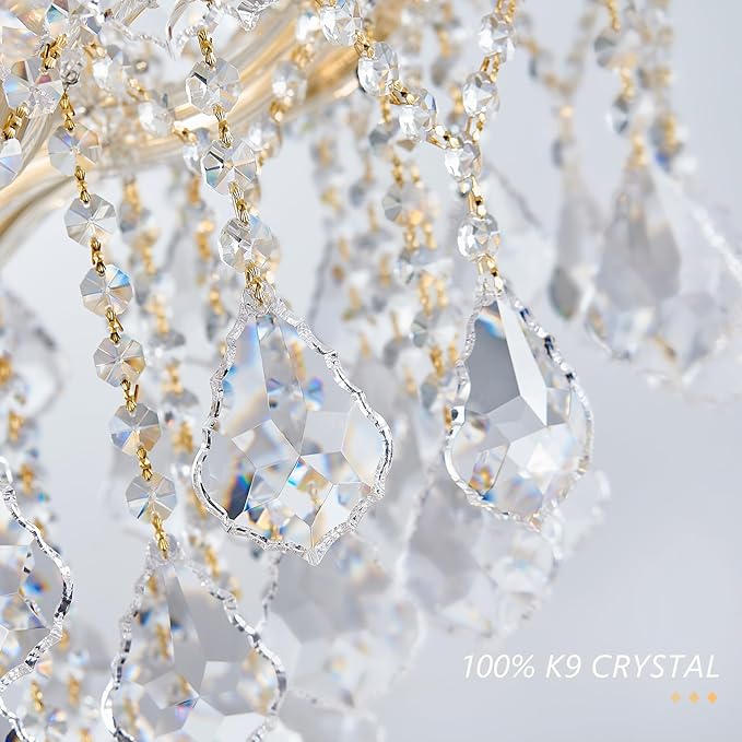 Gold Large Crystal Chandelier-24-Light Chandelier Light Fixture Modern Maria Theresa Crystal Chandeliers Light for Foyer, Entryway, Staircase,High Ceiling,Living Dining Room
