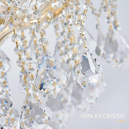 Gold Large Crystal Chandelier-24-Light Chandelier Light Fixture Modern Maria Theresa Crystal Chandeliers Light for Foyer, Entryway, Staircase,High Ceiling,Living Dining Room