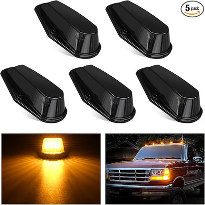 Nilight LED Cab Marker Lights 5 PCS 16 LED Smoke Lens Amber Clearance Roof Running Light Compatible with1984-1997 Ford F150 F250 F350 Pickup Trucks 1988-1997 Ford F Super Duty