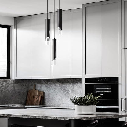 Modern Pendant Light Kitchen Light Fixture Dimmable LED Black Mini Pendant Lights Dinning Room Black Pendant Lighting for Kitchen Island Bedroom (3-Light)