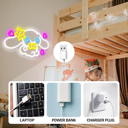 Anime Neon Sign Anime Neon LED Signs for Wall Decor Dimmable Neon Light Signs for Bedroom Girls Room Japanese Cartoon Neon Wall Signs Decor Cute Night Light Gifts for Kids