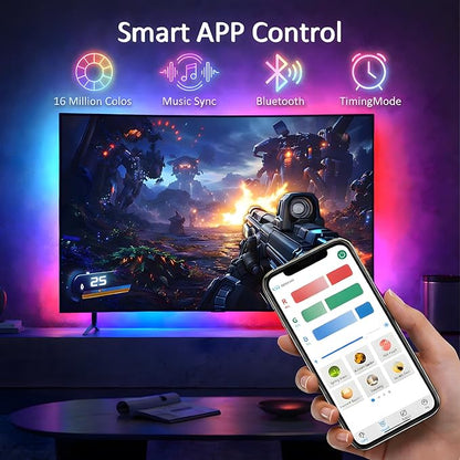 Bason TV LED Backlight for 55-65 inch TV, Bluetooth APP & Remote Control Strip Lights, Immersive Music Sync RGB USB Bias Lighting, Ambient TV Backlighting for Gaming, Movie & Home Theater Setup