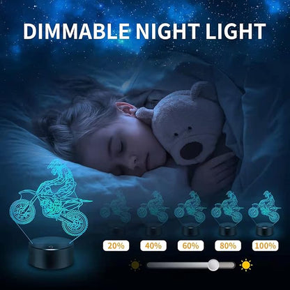 BASSI Dirt Bike Gift 3D Night Light, 16 Colors Changes Remote Control Motorcycle Lamp, LED Dirtbike Decor Toys for Boys Girls Room Birthday Xmas for Kids…