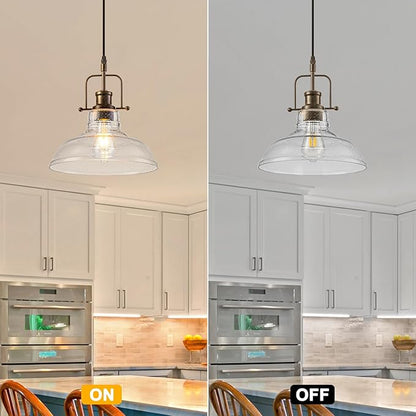 WILON Seeded Glass Pendant Lights,11 Inch Rust-Coloured Pendant Lights Kitchen Island with E26 Base Vintage Hanging Ceiling Lamp for Kitchen Sink Hallway Dining Room Entry Hall