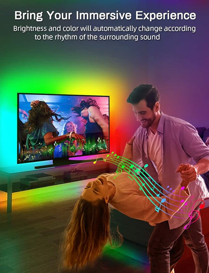 MATICOD LED Lights for TV Led Backlight, 13.1ft RGB Led Strip Lights for TV Lights Behind, USB Led Light Strip for 45-60in TV, Bluetooth APP Control Music Sync Strip Lighting for Christmas Decorations