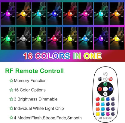 12W RGBW Landscape Spotlight,Color Changing120V Landscape Lighting with Remote,IP65 Landscape Lights 16 Colors +Warm White Garden Decorative Lamp with US 3 Prong(8Pack)
