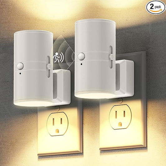 Briignite Motion Sensor Night Light,2 Pack Motion Activated Plug in Night Lights, 0-100LM Dimmable Soft White 3000K, Motion Sensor Light Indoor for Bathroom Hallway Bedroom Stairway Kid Elderly Pet