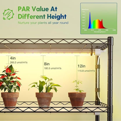 FREELICHT Plant Stand with Grow Light, 5 Tier Adjustable Plant Shelf with 4-Pack 30W LED Grow Lights, 2FT 5000K Full Spectrum Plant Light with Timer for Seedling, Seed Starting (29.5"x13.8"x61.5")