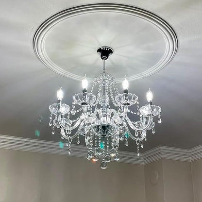 Crystal Chandeliers Candle Chandeliers Contemporary Elegant 8 Lights Dining Room Light Fixture LED Chandeliers Pendant Celing Lamp for Living Room, Bedroom, Gazebo