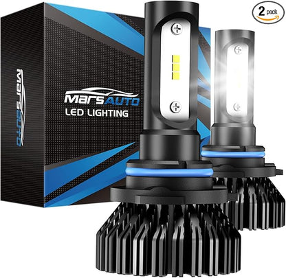 Marsauto 9006 LED Bulbs, 800% Super Bright, Real 1:1 Design, 6500K Cool White, 10-Year Extended Lifespan, 5 Min Quick Plug and Play, IP68, Pack of 2
