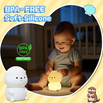 Attivolife Otter Night Light for Kids, Cute Sea Otter Silicone Lamp, Protable Nursery Table Lamp with 7 Color & Dimmable & Timer, Toddler Room Decor Gifts for Baby Children Teen Birthday Christmas