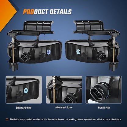 Nilight Fog Light Assembly Compatible with 1999 2000 2001 2002 Chevy Silverado 1500 2500 2001-2002 3500 Chevy Silverado 2000-2006 Suburban Tahoe