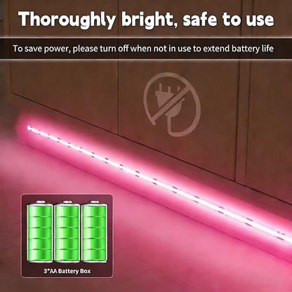 Battery Powered COB LED Strip Lights,3.28ft Pink LED Light Strip for Dorm Room, Under Bed, Shelves, TV Backlight, Closet, Small Cuttable Tape Lights, Small Battery Operated LED Lights for TV
