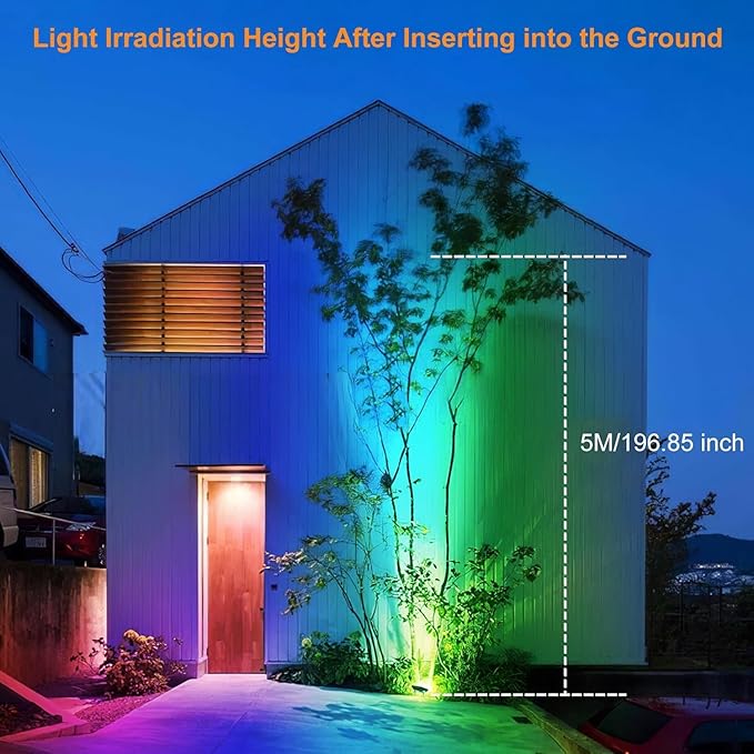 MEIKEE 25W RGB LED Flood Lights Outdoor, 2500LM 250W Equivalent RGB Color Changing Flood Lighting with Plug, IP66 Waterproof Wall Stage Lights for Christmas Halloween Home Decoration (4 Pack)