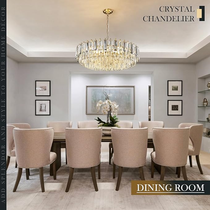 31.5" Gold Crystal Chandeliers Modern3-Tier Luxury Crystal Pendant Light Ceiling Pendant Lighting for Dinning Room Living Room Foyer