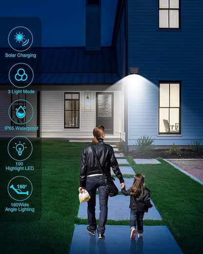 10 Pack Outdoor Solar Lights, 3 Modes/100LED Wireless Solar Security Lights with Motion Sensor - IP65 Waterproof, Suitable for Front Door, Backyard, Garage, Deck